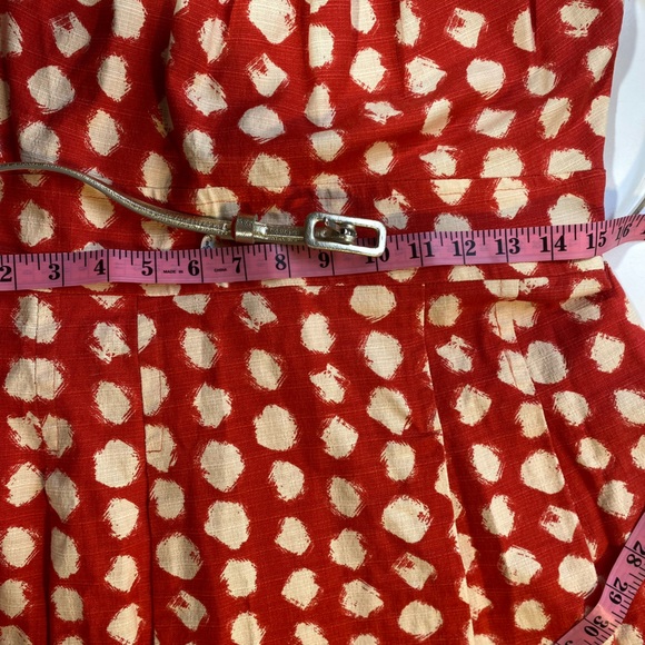 Eliza J Redish/Orange & White Polka Dot Sleeveless A-Line Dress W/Silver Belt 8 - Picture 15 of 16